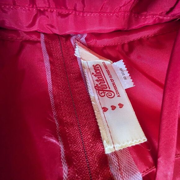 Holiday Party Dress Vtg S Red Satin Gown Full Length Ruched Bust Formal - Picture 3 of 9